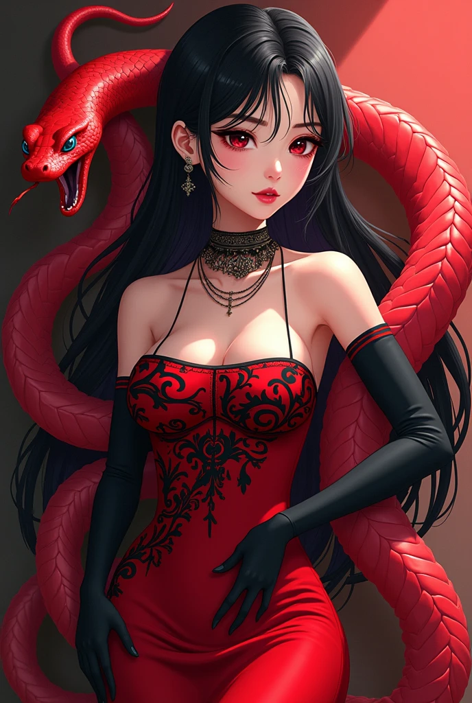 One girl, Lamia, scale,  [Top-down Bottom-up:0.5], whole body, red Lamia, red scale, Charm, shape, Very detailed, Highest quality, Very detailed, original character, Volumetric lighting, Best Shadow, Shallow depth of field, Stunningly beautiful girl, , 繊細で美しくCharmな顔, High resolution, [Embarrassing:0.75], [Dungeons:0.33], [sand:0.8]、Fantasy Anime Characters
