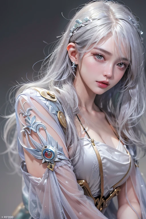 Ultra-detailed complex 3D rendering of the face, (masterpiece, top quality, octane rendering,), glamour shots full body image, very beautiful young elves, cleavage, (highly detailed skin: 1.2), (exposure: 1.1), ((blue micro bikini: 1.95)))). , 8k, (((very soft breasts)), (((conspicuous large pink areola)), beautiful Caucasian woman with white skin with full soft breasts with big buttocks, one, long braided hair, big breasts, dynamic angles, (((huge breasts: 2.4)), ultra-realistic photos, ((((((silver hair)))), futuristic urban background, facial muscles, (((((detailed and glamorous silver crown)))), In the style of Marvel Comics, ArtStation Trends, Clear Focus, Intricate Details, Very Detailed, Detailed Green Eyes, Sharp Focus, Digital Rendering, Professional, Abs, Lip Gloss, Glossy Skin, Sexy Pose, Golden Tattoo All Over Body, Silver Pattern All Over Body, Silver Lame Skin, Gold Glitter Skin, Mansuji, Buttocks, Jeweled All Over the Body, with silver scales, silver hair,