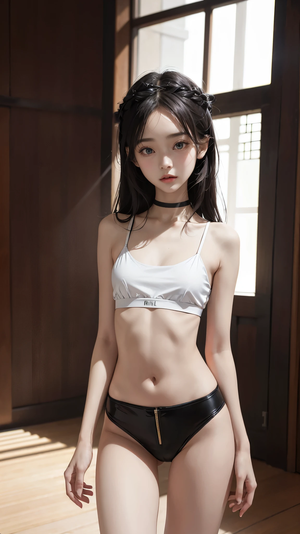 two girls, Beautiful big eyes, twins, Congestion, Crowded, wearing little silk panties, random color panties, Japanese, high school girls, (((flat chest))), (flat chest:1.1), Perfect Face, two girls, Beautiful big eyes, twins, Masterpiece, Best quality, offcial art, Extremely detailed Cg Unity 8K wallpaper, 2 girls, cute female, hair adornments, Crop top, ribbon_choker necklace, leg belt, masterpiece, (((flat chest))), (flat chest:1.1), best quality, A-cup, Small breasts, detailed face, Thin legs, long legs, too long legs, Beautiful face, lovely, Cute twin girls, Long thin legs, thin thighs, High-resolution model, High detail, high quality, Very detailed, Ultra high definition, Textured skin, Anatomically correct, Anatomically correct, Ultra high definition, Very detailed, Textured skin, 