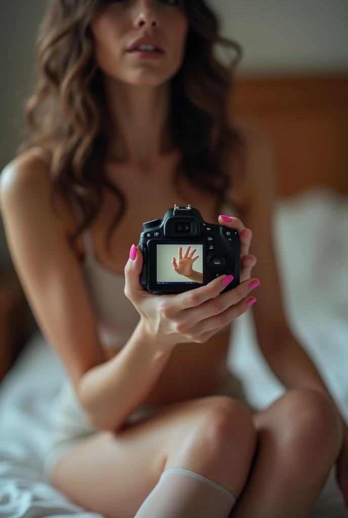 photo of most beautiful 17yo redhead girl,holding blank sign, perfect body, wearing white t-shirt, holding black sign infront, showing black sing to camera, perky natural breasts, seductive, big lips, white shoes, verification photo, bedroom, selfie