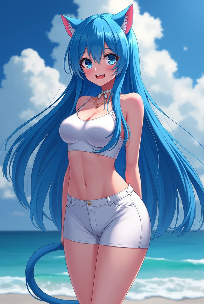 Anime girl in a very tight bikini showing me her huge butt