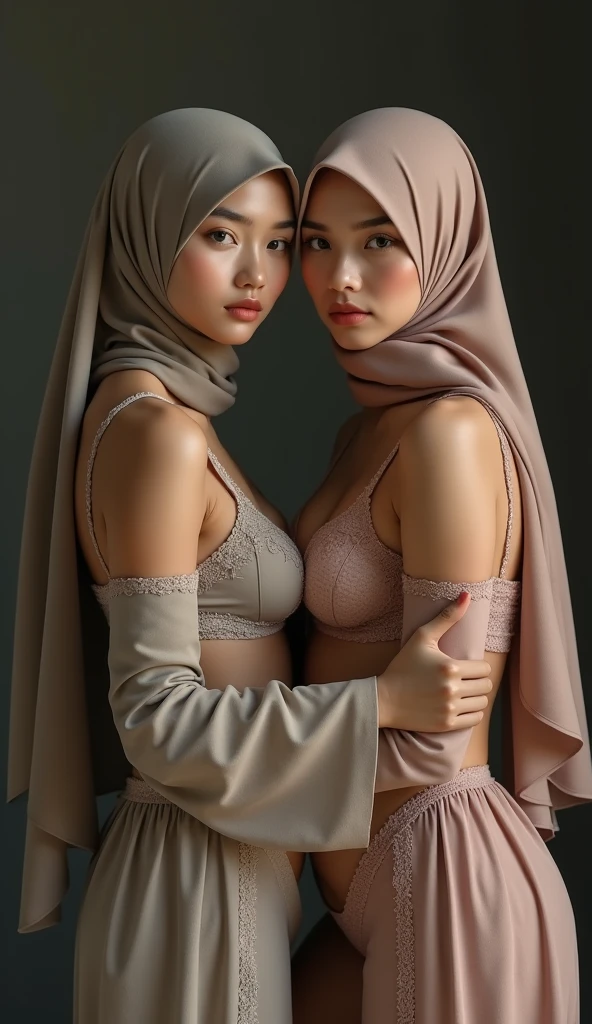 highest quality,beautiful detailed hijabi,bewitching face,Swedish model,long eyelashes,lace black dress,Detailed details,big breasts,Has cleavage,stare at the camera、Versailles