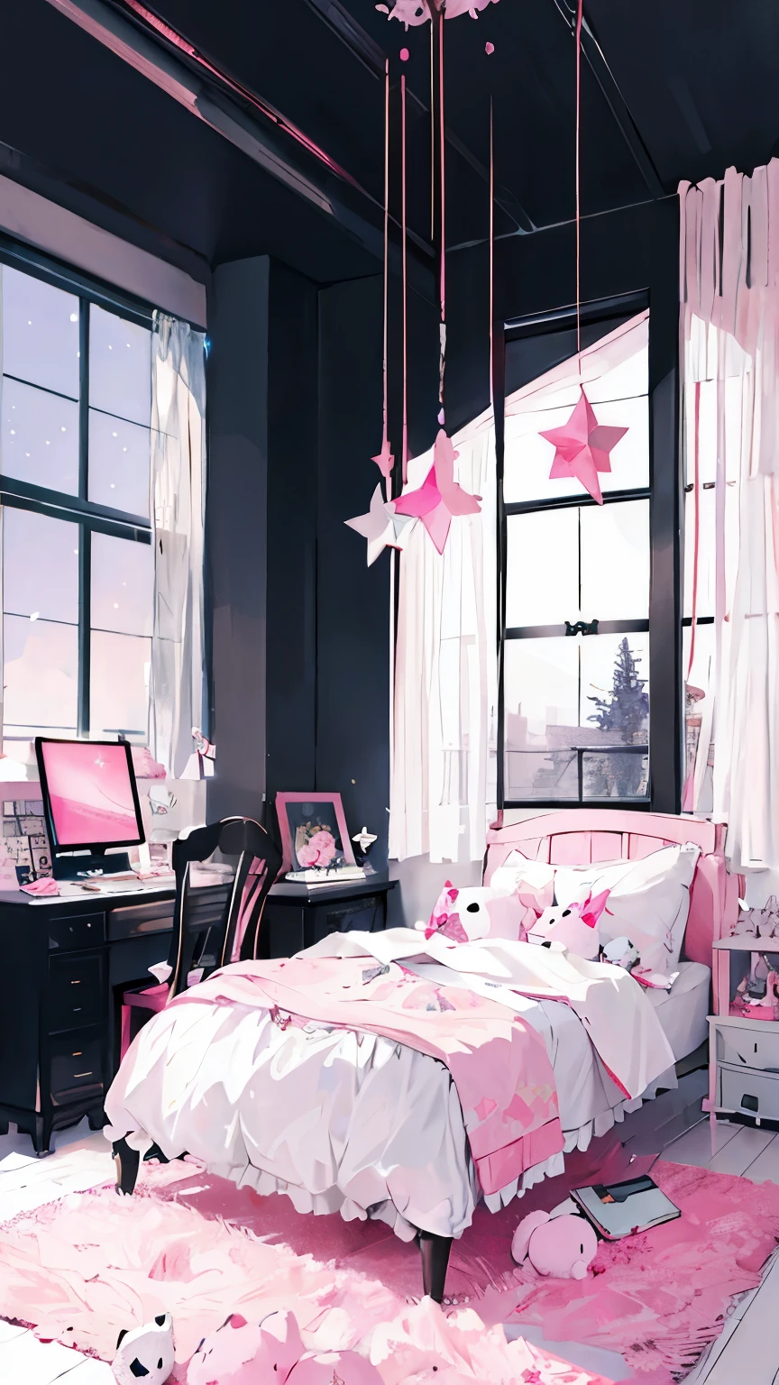 Starry Sky、window、rose wall decoration