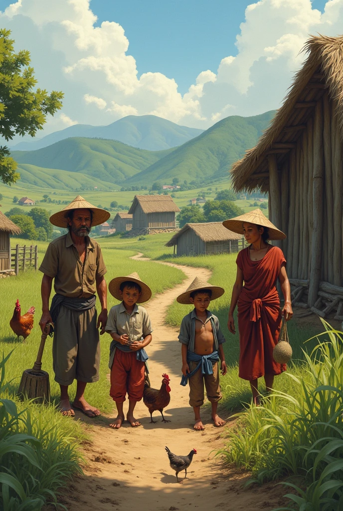 Poor farmer people in village farm