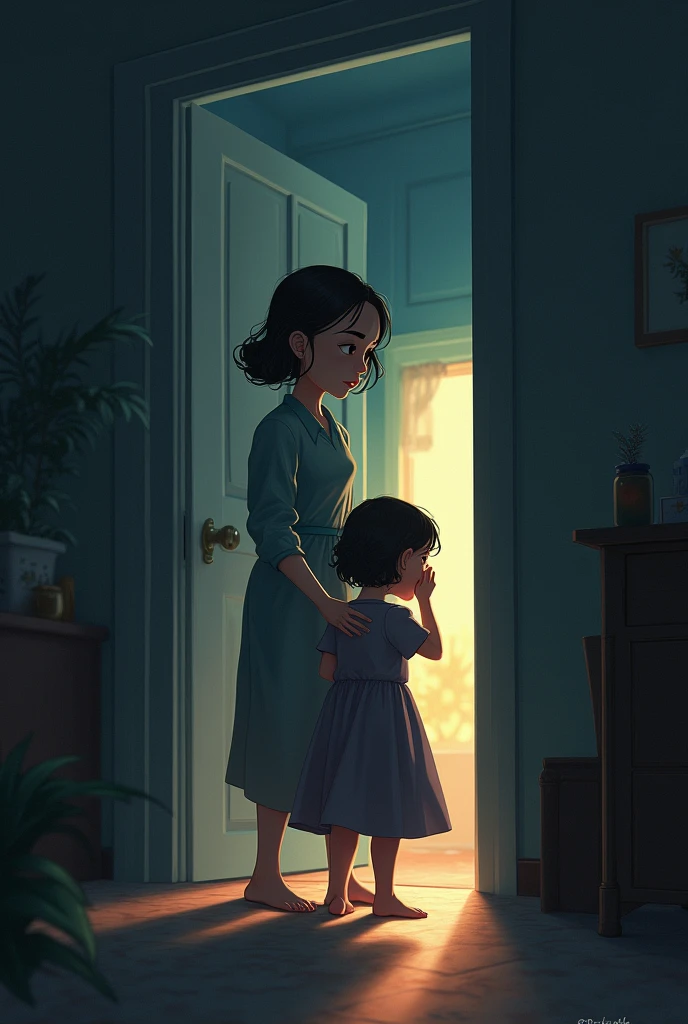 CRYING GIRL LOOKING OUT THE WINDOW OF HER ROOM AT HER PARENTS (cheered up)