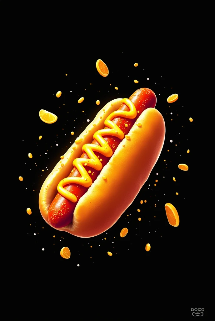 make an instagram poster, from the company "DOG'Z" with yellow and black colors, of the hot dog product, do ramo de fast food, with black background, with the juicy hot dog