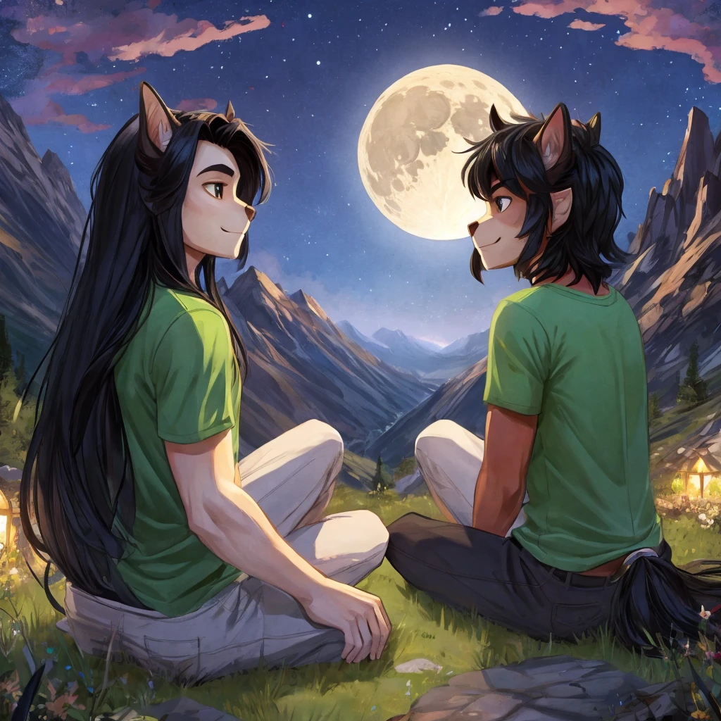 2 boys, Horse , femboy, girly, leotard , butt, masturbation, selfsucking, big penis, in the forest, campfire, tent on the background, night, to the audience, kids watching