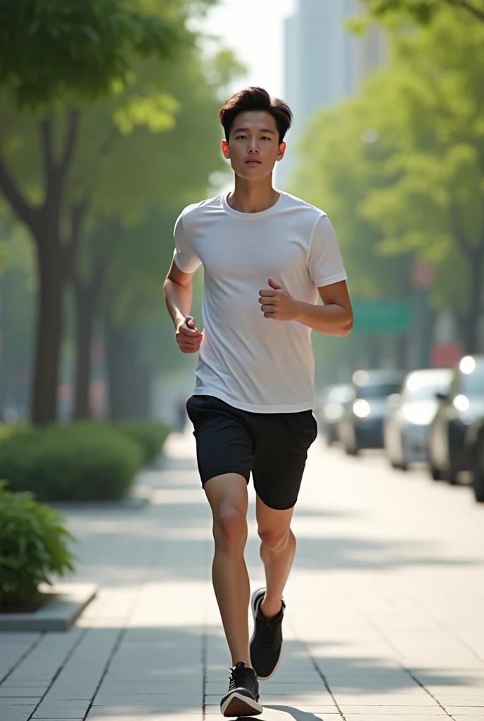 1boy、Cute handsome man、Japanese male, 、handsome man、Mash Hair、Completely naked、Full nudity、erection、Huge penis、Highest quality、Realistic、beautiful、Sad look、Photorealism、Running in the schoolyard、A student in uniform with a smartphone follows behind.、White loincloth