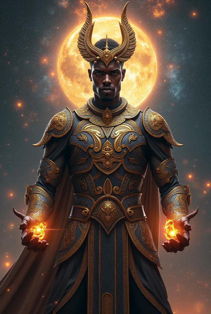 Cinematic photo of <lora:SpyWorld50sXL:1> SpyWorld50sXL solo, half shot, looking up, detailed background, detailed face, (<lora:CulturePunkBundle-000007:0.5>, zulupunkai, zulu theme:1.1), solar-priest, bringer of the light, wearing intricate red wizard clothes, solar cape, radiant expression, dynamic pose, reflecting the power of the sun,,solar embrace, surrounded by, magical burning energy, rising sun in background, solar reflections, clouds parting, ethereal atmosphere,