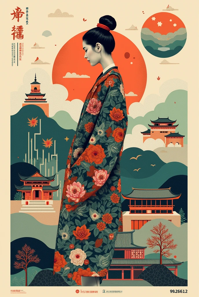 https://image0.cdn.seaart.me/2023-09-26/18241377967026181/170b3a18347b21884daf4e3cba973164db4674ba.png，Package cover，Graphic design，Bold lines，The Temple of Heaven is in a smaller proportion in the middle of the picture，The Temple of Heaven is the only building，Dark tone，White predominantly，Sunset orange is supplemented，Artistic beauty，Red accents，There are clouds，Minimalist，Leave white space