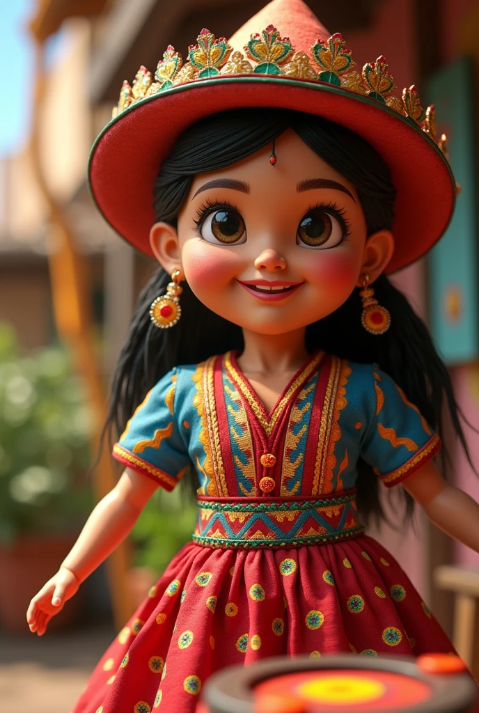 A portrait of a Mexican girl in typical costumes, 4K textures, HDR, intricate, highly detailed, sharp focus, hyper-detailed