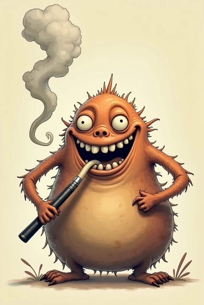 Sad liver drinking beer in cartoon