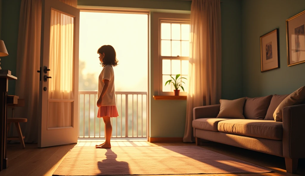 Cute girl sweeping the floor in the living room --auto --s2