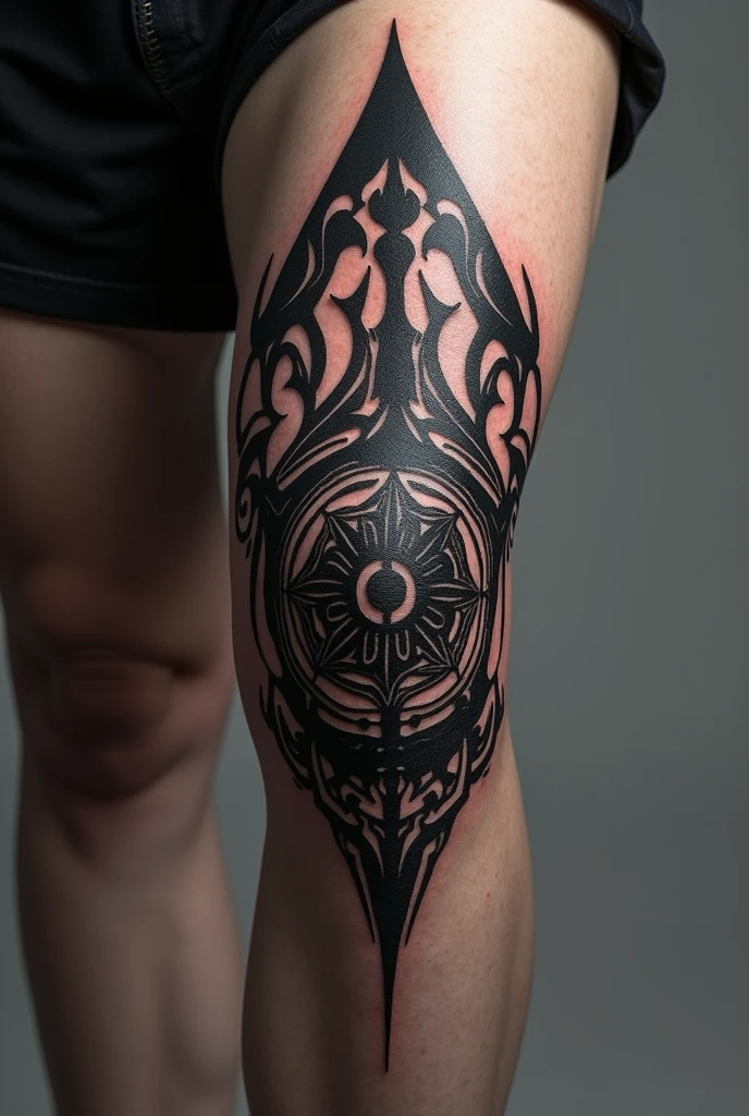 with tattoo on leg