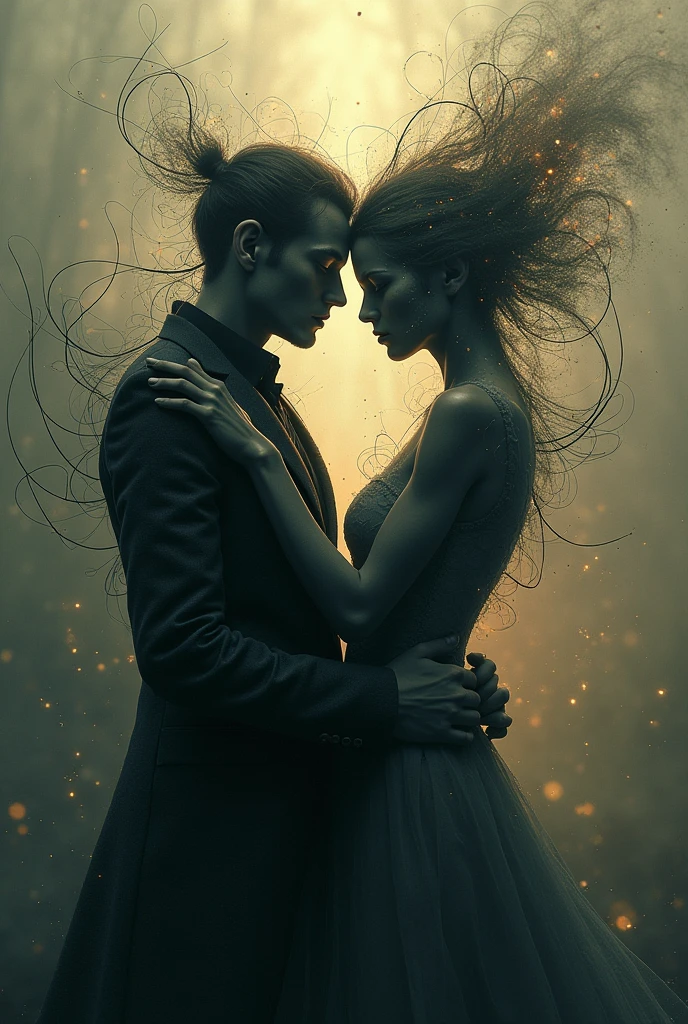 A couple is kissing in the dark with a cloud of smoke - SeaArt AI