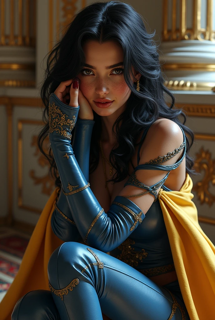 nsfw, bondage costume blue, sexy african girl, seduce, vibrant, Escape room