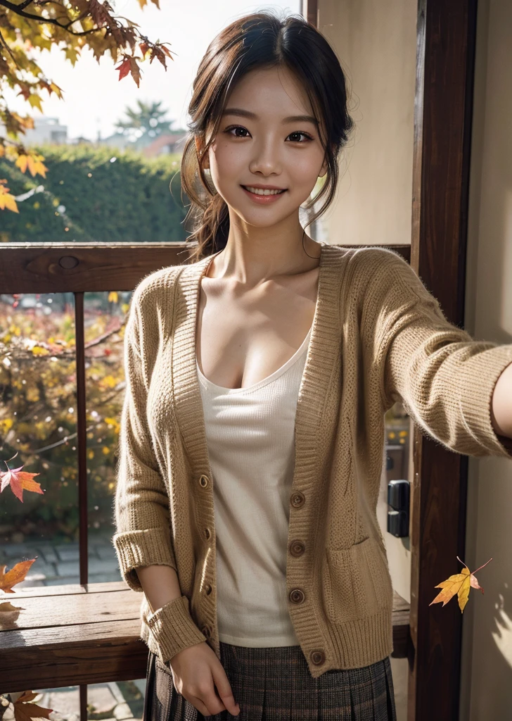 perfect Ratio Face, Balanced eyes, double eyelid,japanese girl,((fluorescence orange panties)),(off-white cardigan),12yr,round face, Beautiful nasal muscles lipgloss,Balanced style,small & flat chest,beautiful abs,shorthair with bangs,smile,open cardigan over topless,undersize panties,wearing watch on rist,G-shock,in classroom ,nighttime
