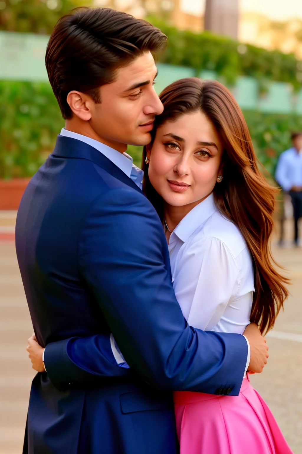 This Hollywood film about a School love story. kareena kapoor's boyfriend at school was her principal. They're hugging into school, a movie poster with all this 