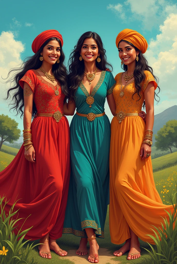 ArsMJStyle, DnDBWIllustration, four women representing the seasons, each dressed in richly detailed garments. They stand intertwined with the natural elements of their seasonsaspring blossoms, summer sunflowers, autumn leaves, and winter snowflakes.