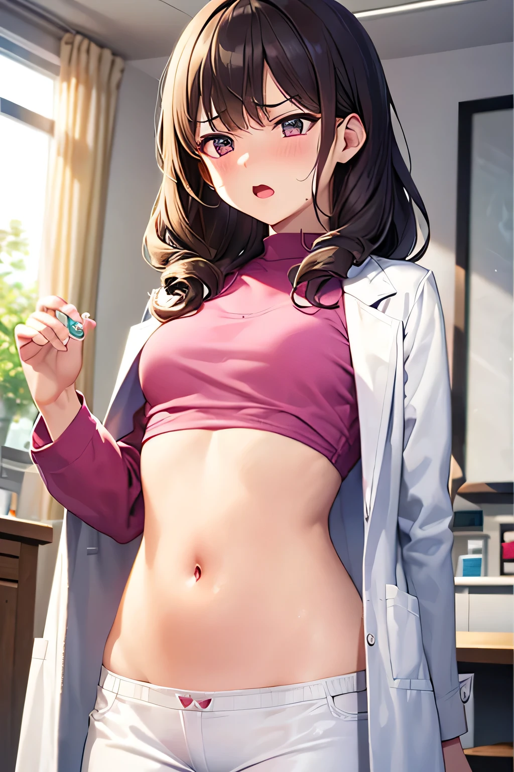1 boy, penis, handjob、Looks like she's about to cum、1 boy, penis, handjob、1 boy, penis, handjob、On all fours、crawl on all fours、、Pink Hair、hair over one eye、short hair、、Pale red eyes、Blushing、、、Blushing、Random underwear、Random erotic poses、kitchen、kitchen、living、Sexy expression、、Glamorous expression、M-shaped spread legs、Glamorous expression、