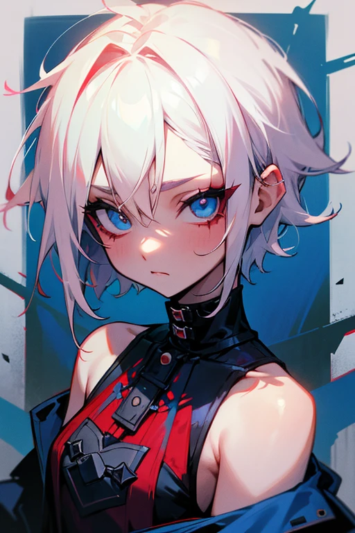 (Open eyes),(night)(full body),(pale skin),nanakusa nazuna, 1girl, bangs, black shirt, black shorts, blue eyes, blunt bangs, breasts, cleavage cutout, clothing cutout, crop top, eyeshadow, gradient hair, gray hair, hair rings, light purple hair, looking at viewer, makeup, navel, red eyeshadow, shirt,( shorts:1), sleeveless, sleeveless turtleneck, sleeveless turtleneck crop top, (flat breasts), solo, stomach, turtleneck, turtleneck crop top, two-tone hair, vampire, ((masterpiece)),(Closed mouth),(seriou:1),(hidden hands),(puffy_breasts),(Open eyes) <lora:nazunaNanakusaCallOfThe_offset:1.3> hand-drawn art,(monochrome:1.5),(Unpainted:1.5) <lora:æç»äºæ¬¡å
:1> <lora:perkyBreasts:1>perky breasts