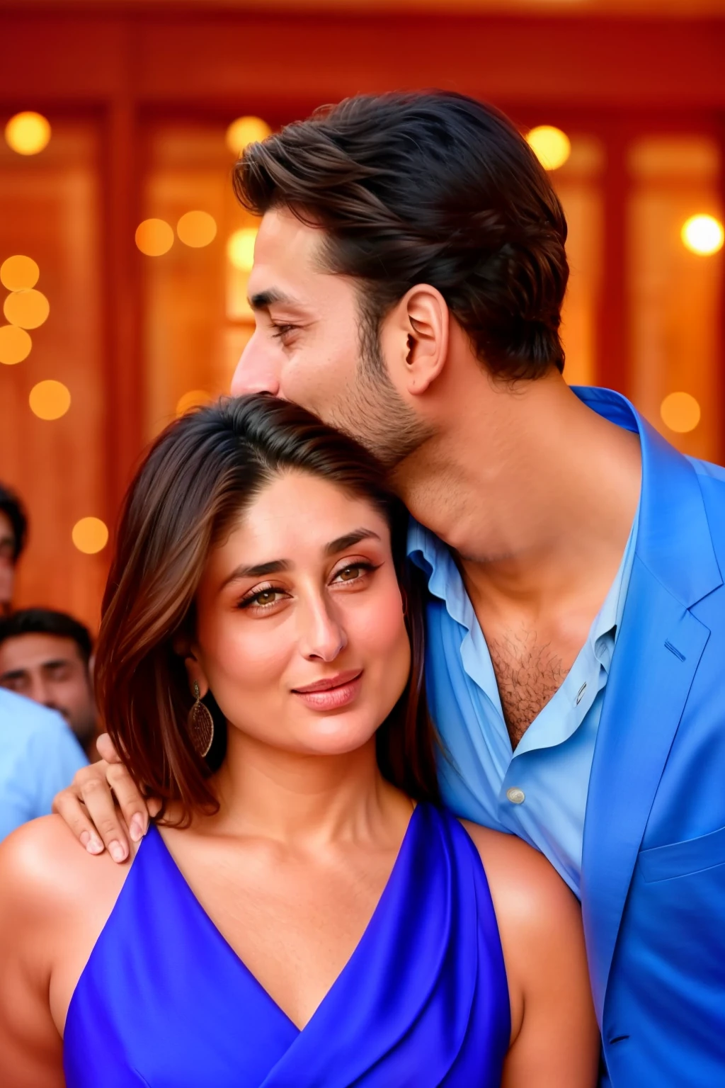 Kareena kapoor hugging and kissing a man, she with another couple friends, give me a that movie poster, four couples have a poster