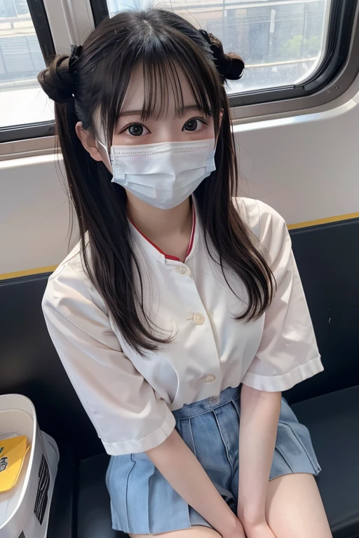 1girls,yamada,White uniform girls,long hair Black,eat ice cream,realistic,ultra detail,70mm lens