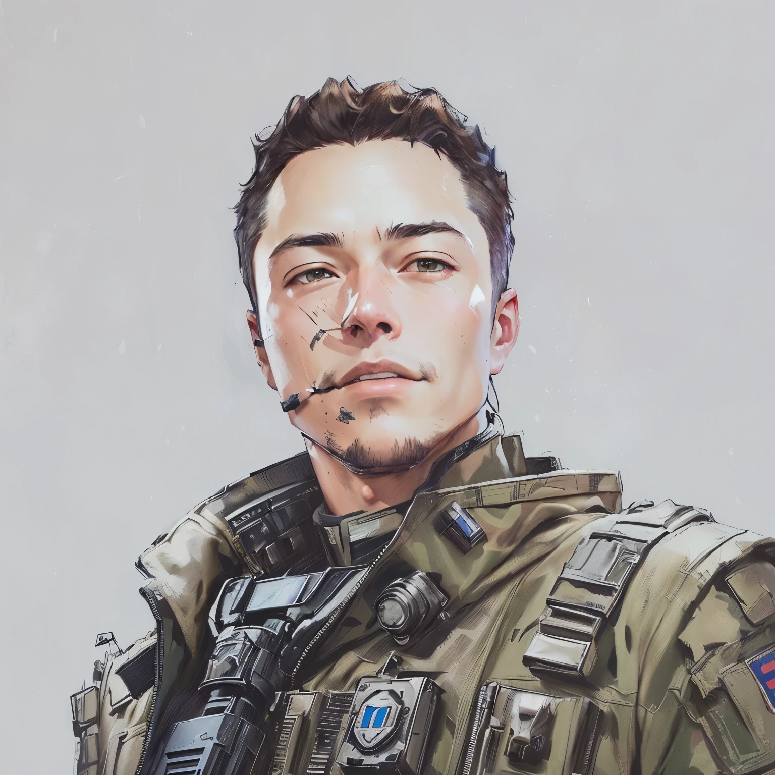 um close up de uma pessoa de uniforme, Ranger masculino robusto, personagem masculino, macho com halo, Retrato de Jensen Ackles, jovem, Ranger robustamente bonito, Avatar de videgame, Pokémon-style anime