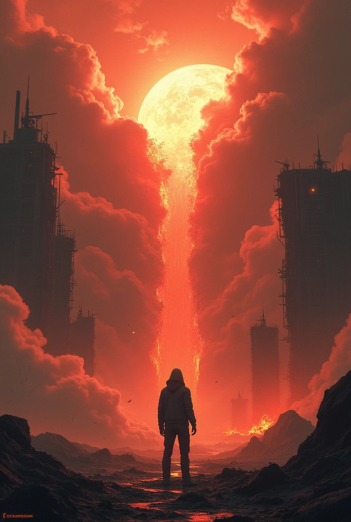 a highly detailed matte painting of a man on a hill watching a giant alien monster, by makoto shinkai, by artgerm, by wlop, by greg rutkowski, volumetric lighting, octane render, 4k resolution, trending on artstation, masterpiece