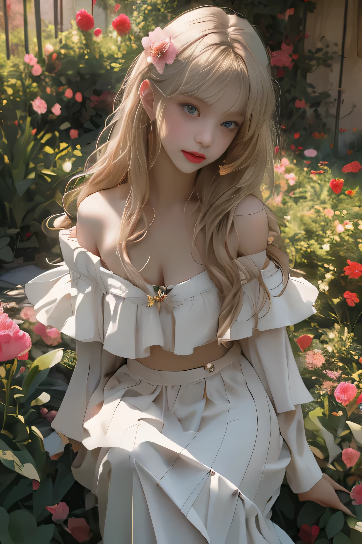 masterpiece,best quality,high quality,High definition,High quality textures,High quality shadows,High details,beautiful details,fine details,Extremely detailed CG,Detailed texture,Lifelike facial expression,lifelike,rich and colorful,exquisite,sharp focus,(intricate detailake up,pureerosface_v1:0.5),(Beautiful details, exquisite face,(Beautiful details, exquisite eyes),Perfectly proportioned face,highDetails of the skin,Details of the skin,Four fingers and one thumb in optimal proportions,emaciated:1.3),1 girl,17 years old,high,(Smooth abdominal muscles:1.55),(abdominal muscles:0.5),pretty,Perfect,high,((bare shoulders)), ((The skirt is short)), (long legs),(straight legs),(thin waist),((White skin)),White skin,((White skin)),(emma watson),Big breasts,((Caucasian)),light blonde hair,Stand with legs apart,looking at the audience,whole body,Portrait of cute blonde girl,((Standing in the wheat field,Look into the distance)),bloom,orange mist,sports,Wisps of hair,lifelike,High quality rendering,amazing art,high quality,film texture,Fujifilm XT3,dream, white hair girl