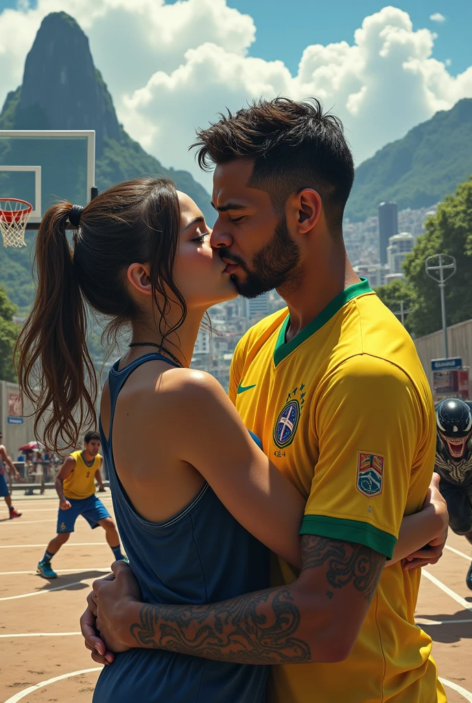 Manoel Gomes with a red pen and Neymar kissing Cristiano Ronaldo

