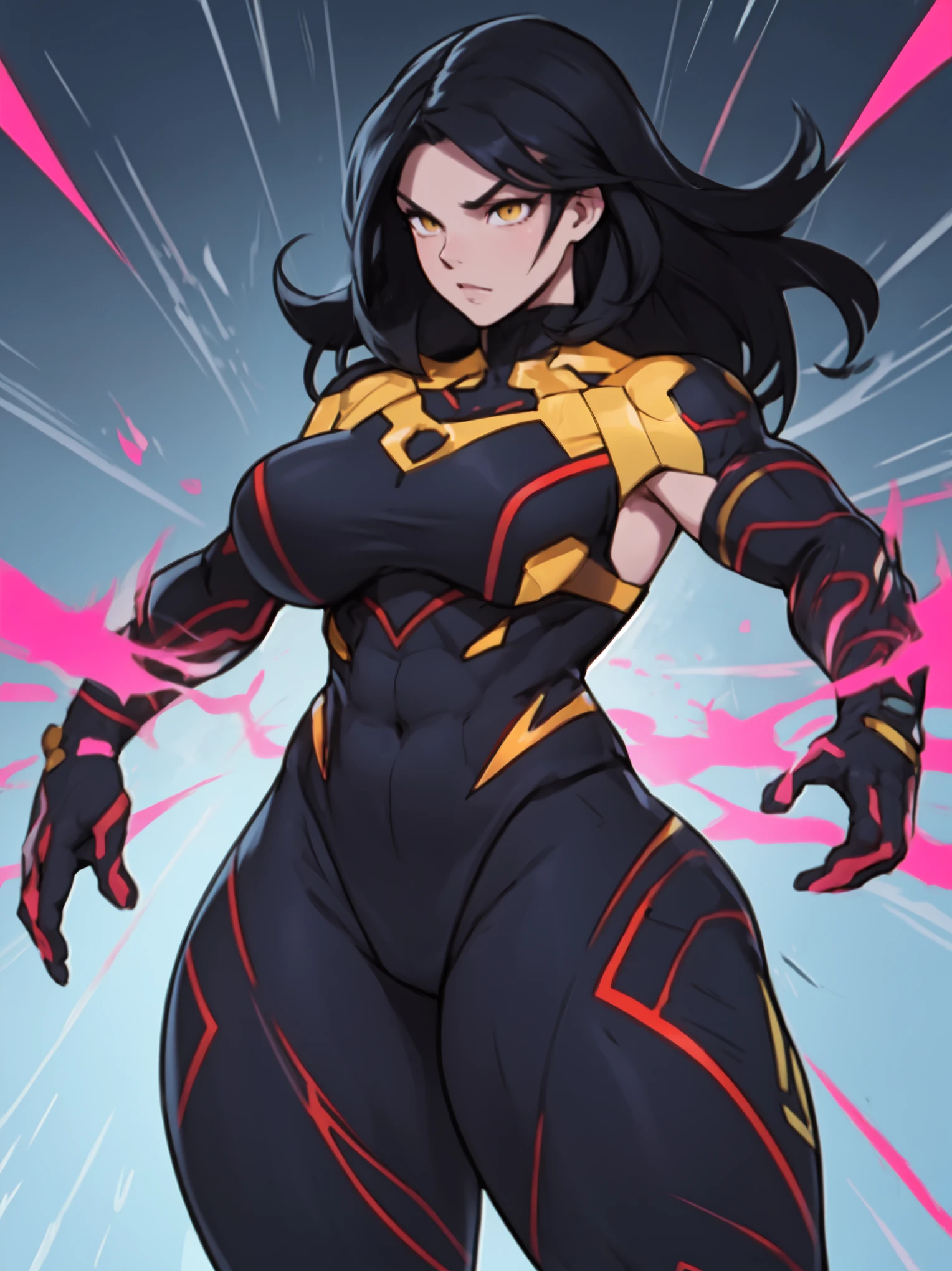 1girl,bodysuit,tattoo,cyber boots,cyber gauntlets, thigh strap,thick arms,thick legs,arm cover,evil smile, smirk,
face tattoo,ring pierced earrings,tharja, 