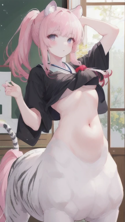 cat furry girl, white long hair,yellow kimono with flora embroidery,off shoulder,naked,sakura background,looking at viewer,glasses,drool,open mouth,heavy breath,sakura petal in the air,lie on ground,high angle,reaching hand out to squeeze girl breast,pussy juice,selfie