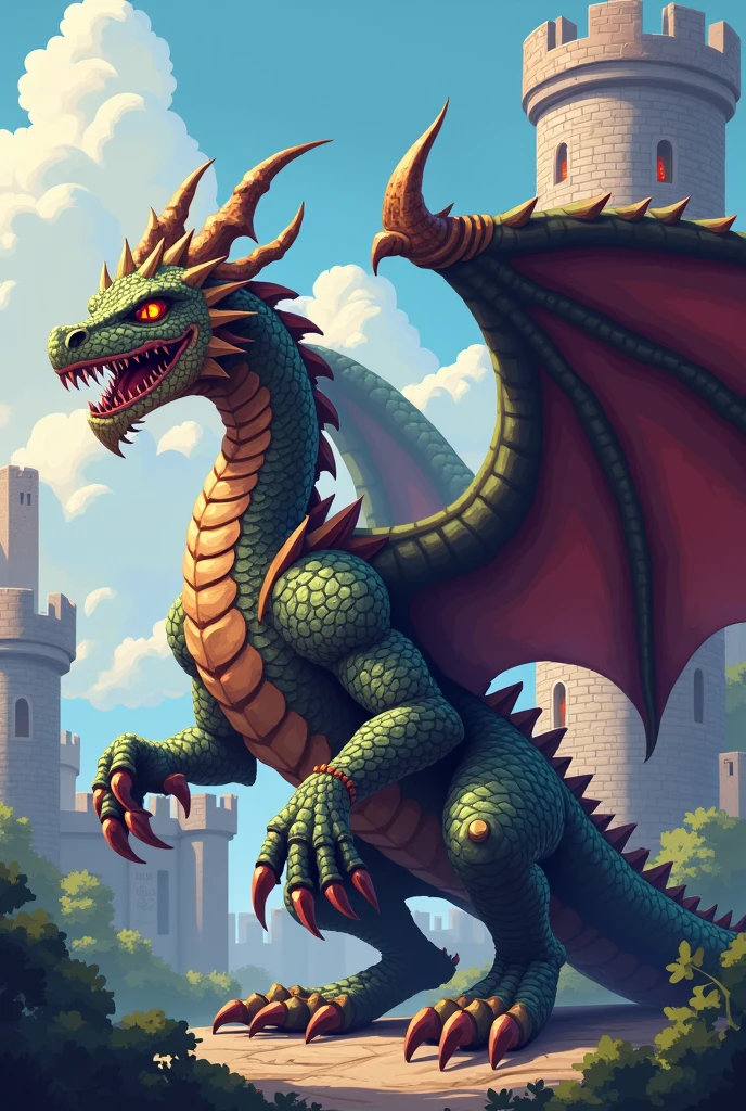 Pixel medieval dragon asset - SeaArt AI