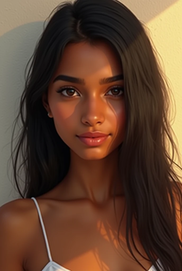 A real indian girl ultra hd,natural light,black hair,brown eyes,white top,black shorts,white skin,full hd,high resolution, realistic 