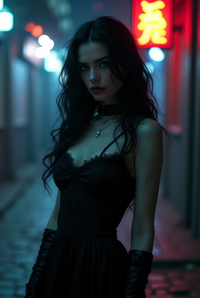 Attractive girl in prostitute outfit 