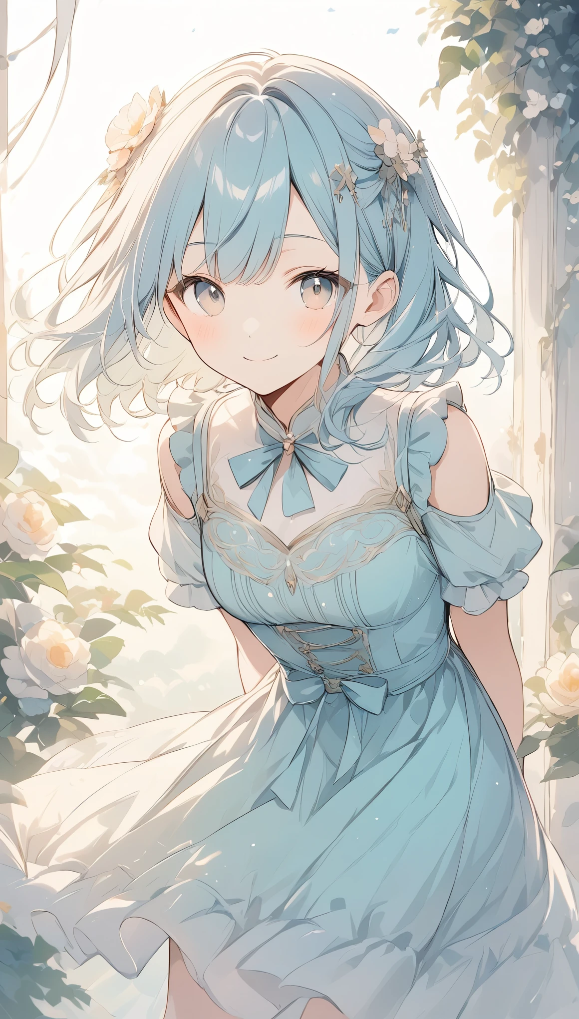 A close up of a person in a dress near a tree - SeaArt AI