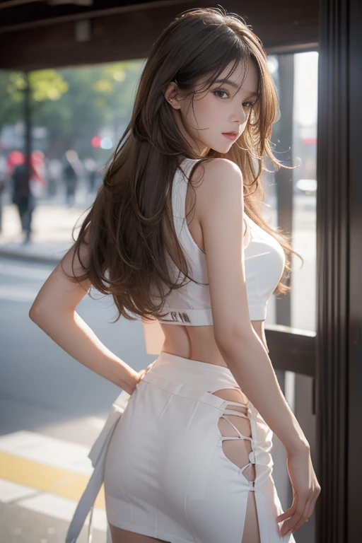 Highest Quality, excellent details, 超A high resolution, (fidelity: 1.4), The best illustrations, Photograph the whole body,favor details, Highly condensed 1girl, with a delicate and beautiful face, Delicate collarbones, High Quality Fishtail Skirt, Shyness,Frolic,dance,Soft buttocks,toppless,