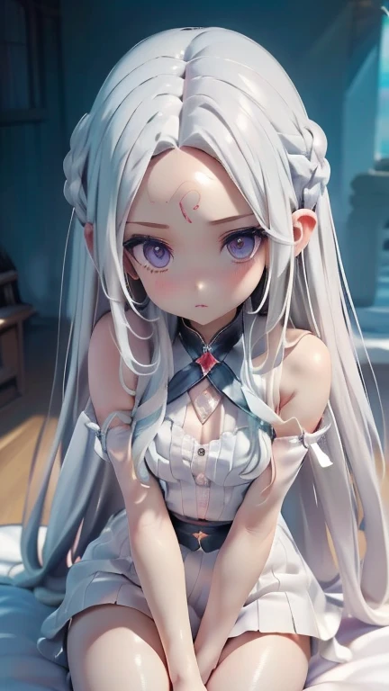 princess、おprincess様、girl、Girl、、Slender、Silver Hair、Long Hair、Part your hair in the middle、Perm、The forehead is visible、Forehead is visible、Sitting、White forehead
