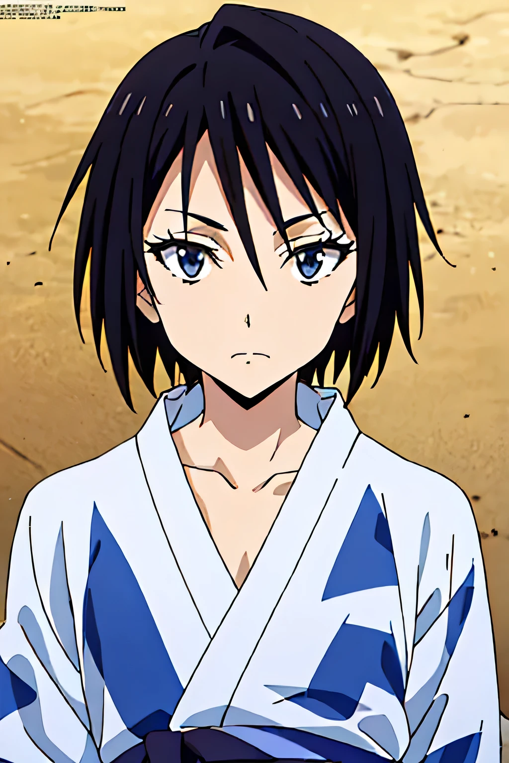 (Anime Cel Style, Best Quality, High resolution, Anime Color, Megami Magazine:1.2, sharp, 8k)、(beautiful eyes:1.5)、Sakaguchi Hinata\(Tiglath\)、1boy、 cute、Black Hair、Short Hair、Clevis、(looking at viewer, Yukata:1.5)、Cowboy Shot、Yokozuwari、(Perfectly detailed anatomy, Perfect Arms, Perfect Fingers, Beautiful Face, Perfect body, Shiny skin)、