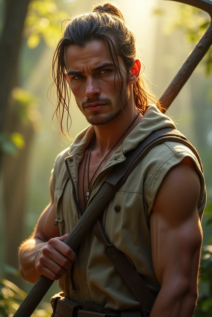 Man elf, handsome,Britisher, elf ears,short hair,Linen Whitegold hair color ,,sport body, big muscle, Handsome face,flawless white skin, cute, pointed ears, wood elf, bowman, pull the bow, pull the bow, shooting bow, action pose, arrows, quiver, leather belt, chest guard, arm guard, shirtless, boots, full body,(Absurdres, intricate details, masterpiece, best quality, high resolution, 8k),(18 year old boy ,(pleased, pleasure face , blush, horny smirk, forest background, big bulge, nsfw, see through,big bulge and big butts,(Best quality, 8k, Masterpiece).,Smiling face, good mood.highest detail, superior quality, natural lighting, beautiful, sexy, correct anatomy, good composition,realistic shapes, realistic skin tones,Natural eyes,realistic eyes,looking up at viewer,vpl,realistic muscles,Realistic wrinkles on the skin,Realistic arms and legs,Realistic face,realistic hair,Make a sexy and seductive face, man focus,amazing composition, front view, HDR, volumetric lighting, ultra quality, elegant,Post a erotic photoshoot,Realistic pose,detailed hair,full body,Fujifilm XT3 photorealistic art by midjourney