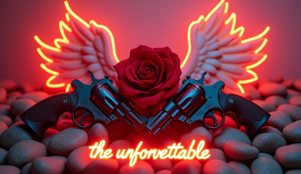 gothic ultra realistic and extra large black angel wings with real feathers splattered with blood mounted on a wall as a trophy in a digital backdrop in a rustic palace contemporary cinematic lighting, ultra-wide shot. The text "Michael" written in blood below the wings