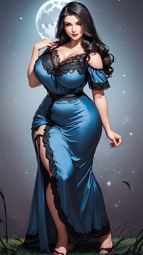 Pregnant woman with dark blue hair, flapper dress, baseball bat