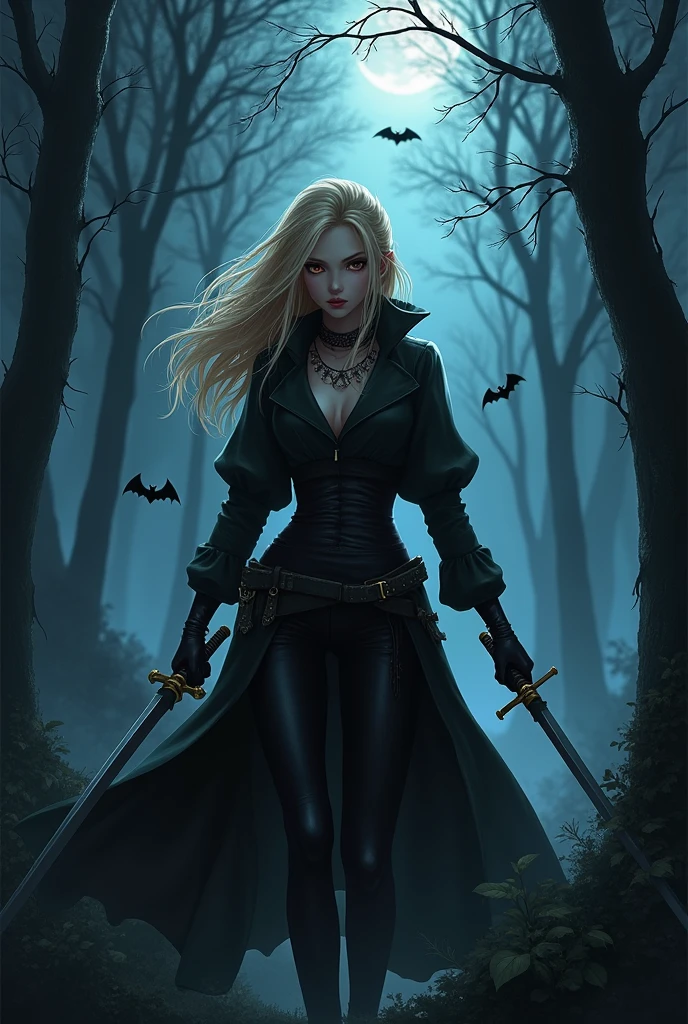 (((Luxurious shoulder length blond hair and sexy smirk.))) (((18 years old.))) (((18yo.))) (((Cute smirk.))) (((Single character image.))) (((1girl)))score_9, score_8_up, score_7_up, Imagine an enchanting and unconventional female rogue character for a Dungeons & Dragons adventure, brought to life with the distinctive aesthetics that Tim Burton is celebrated for. This rogue is a gothic marvel, a denizen of medieval fantasy with a darkly captivating style.   (((She combines a dark sexual allure with a flare for the dramatic.))
Picture her in a world cloaked in the hauntingly beautiful colors of black, white, and deep shades of purple, reminiscent of Tim Burton's signature palette. Her attire, an extraordinary fusion of medieval and Burtonesque design, should exude an air of whimsical darkness. Envision a sleek and intricate leather outfit, adorned with ornate corsetry and intricate buckles, drawing inspiration from Burton's quirky, yet enchanting sense of fashion.
This rogue's hair, akin to Tim Burton's iconic characters, should be an intriguing blend of dark and otherworldly, a cascading tangle of raven locks, adorned with mysterious ornaments and ribbons. Her eyes should be large and expressive, their mesmerizing gaze evoking a sense of enchantment and intrigue. Give her an intriguing smile, hinting at her rogueish charm, yet tinged with a hint of enigmatic mischief.
The background should be a fantastical world, part medieval and part Burtonesque, a realm filled with curiously twisted trees, surreal landscapes, and eerie moonlight. The atmosphere should resonate with an uncanny blend of gothic beauty and whimsical oddity, capturing the essence of Tim Burton's unique imagination. In this AI artwork, the goal is to bring to life a rogue who is both mysterious and alluring, a character who thrives in a world where medieval fantasy and Tim Burton's enchanting darkness collide.



