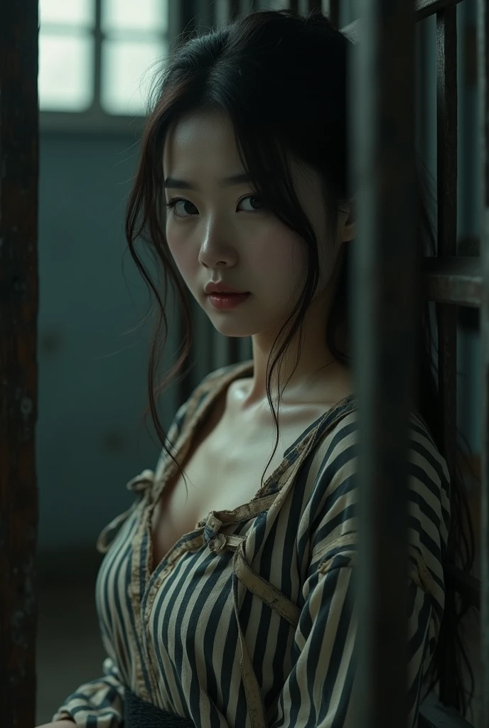 (1 female)、Highest quality、masterpiece、Ultra-high resolution、(Photographic realism:1.4)、Original photo,Octane Rendering、8k、Ultra Sharp、Horror game world ,fear、scared、Haunted House、Woman gets lost in haunted house in Japan, Troubled face、Perfect detail, captivating and mesmerizing,Beautiful Asian Girl,