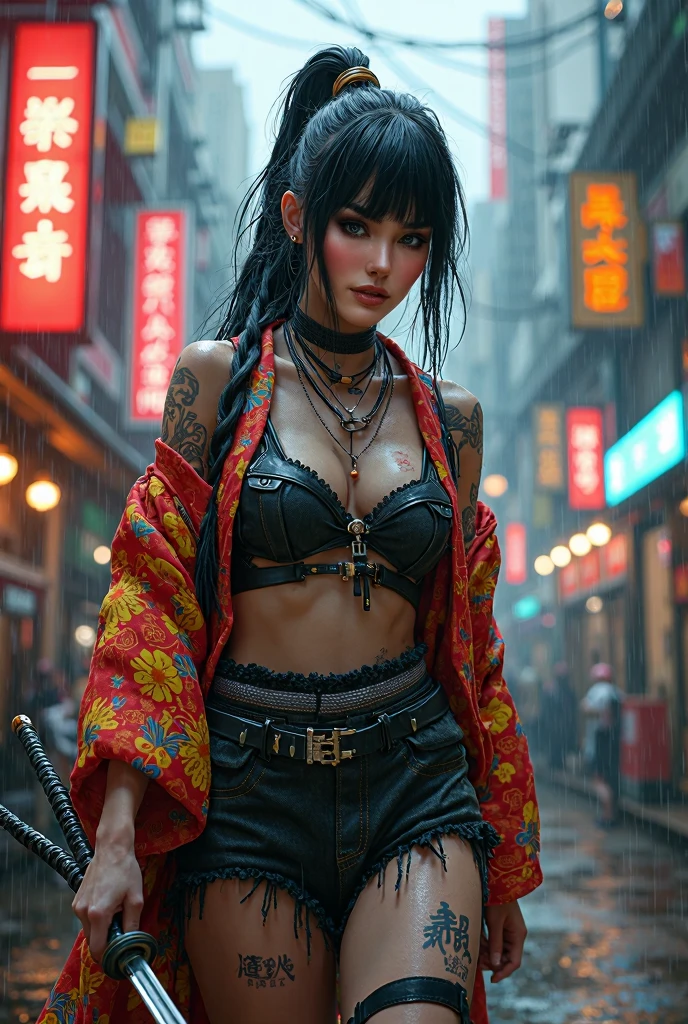 RAW Image Quality, Japanese, 14 years old, Embarrassed look, Girl and Horihada, Yakuza, Japanese Mafia, Japanese entertainment district background, night, (((椅子に脚を開いて座りsexlyポーズ:1.4))), (A large number of male customers are watching:1.4), Realistic, Photorealistic, masterpiece, highest quality, Movie photos of tattooed Japanese cartels, first round, Great lighting, japanese Yakuza tattoo, Japanese art, Japanese culture, sexly, exotic, erotic, Sheer lace black micro bikini, Ultra low rise, Slender figure, Medium bust, Cleavage, (Thin pubic hair:1.4), Biologically correct,
