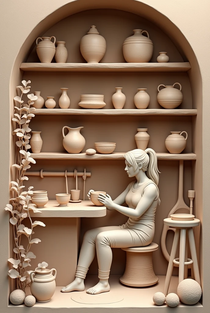 sculpture of a woman made out of wooden blocks