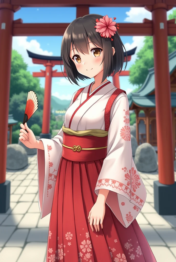 A beautiful shrine maiden girl exposing, nude, bare skin, highly detailed, highest quality, best quality, masterpiece,