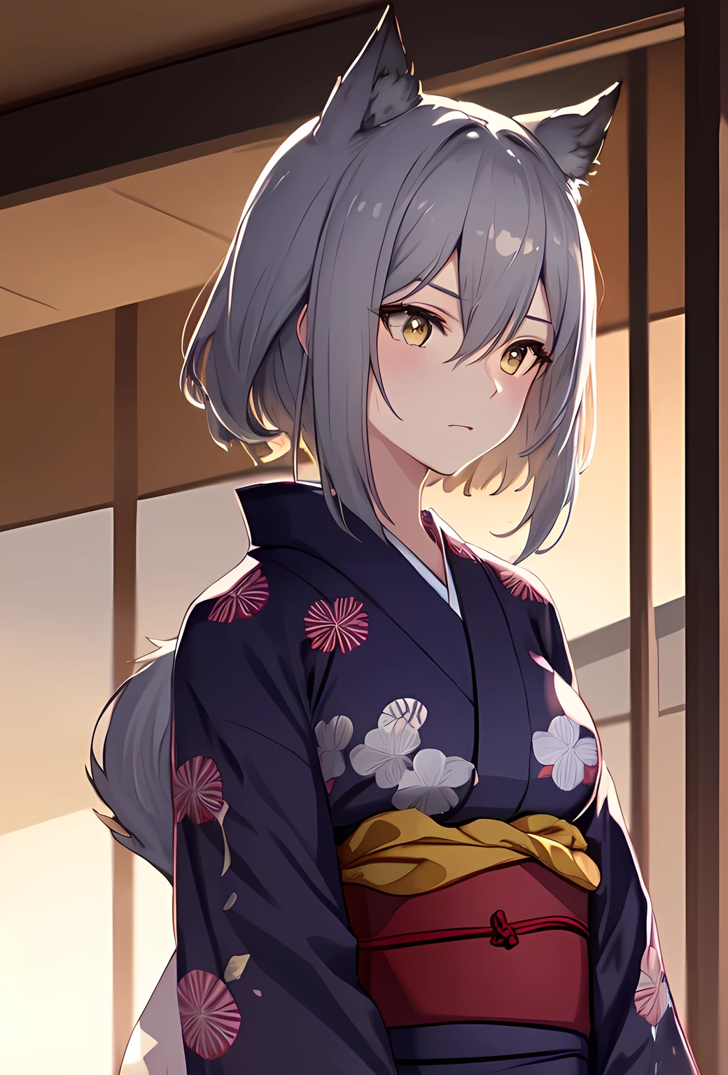 best quality, masterpiece, highres, solo, (projekt_red_arknights:1.10), (yukata:1.30), (kimono:1.15), 22 