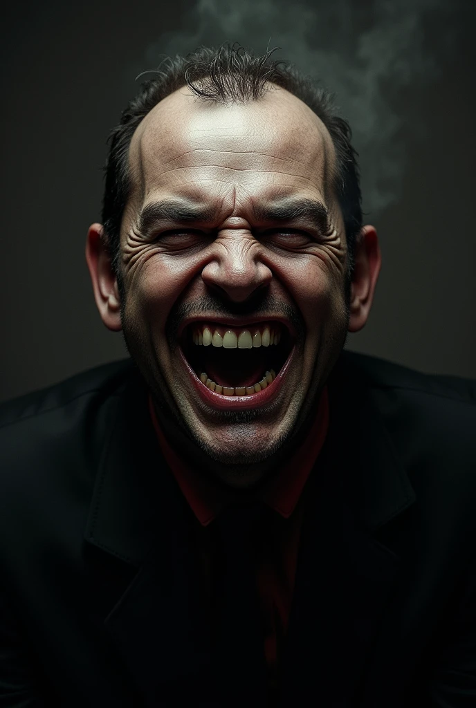 A picture in which a man has a huge paw and that paw is crying and his eyes are like a mouth.